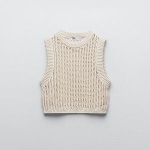 ZARA TOP PUNTO CROP CRUDO crotchet top